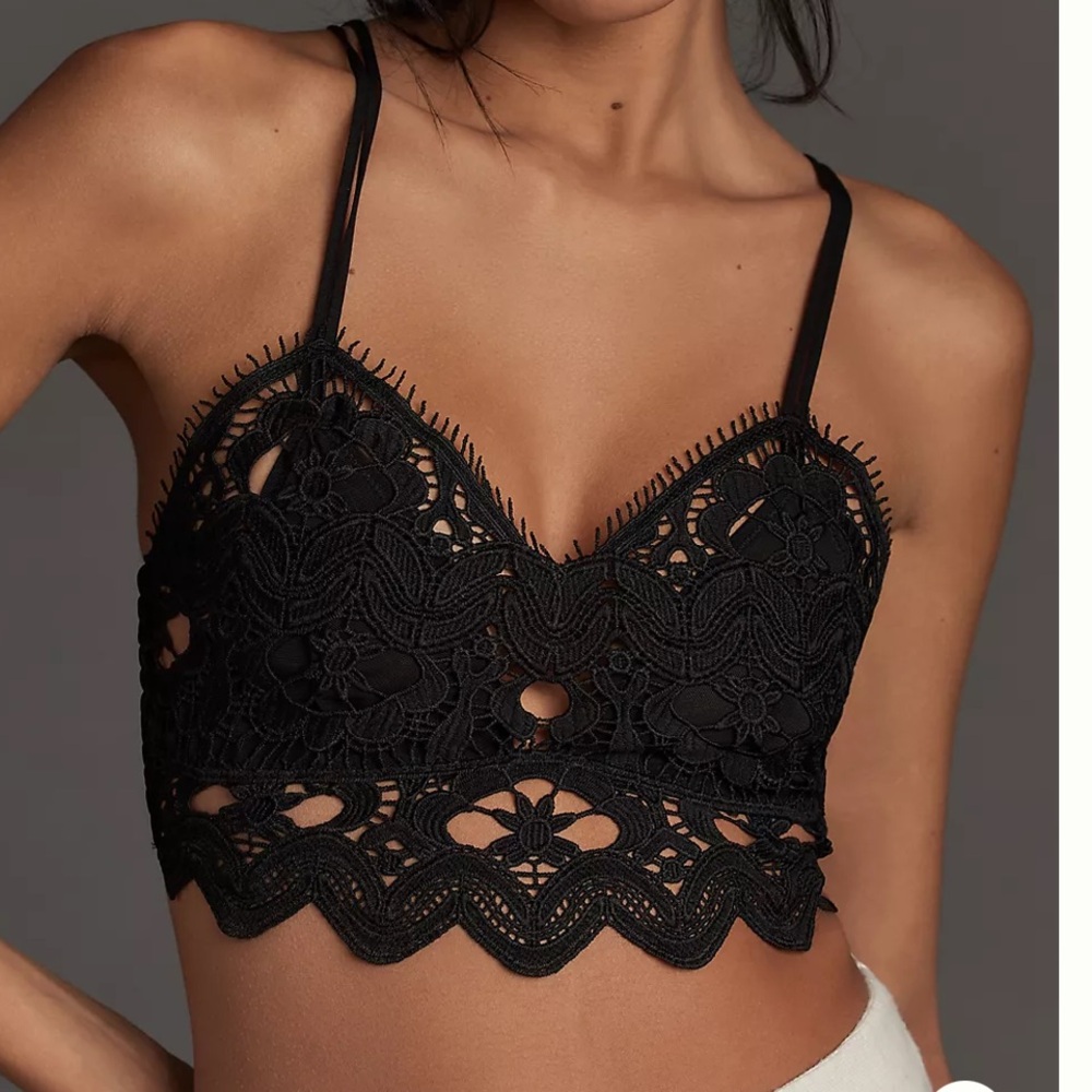 Anthropologie cami top Viviette crochet lace black Small New cropped whimsygoth